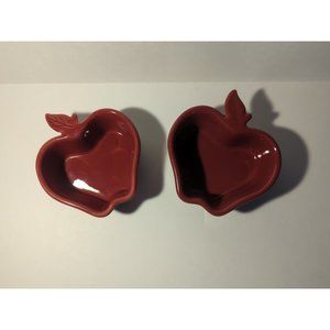 Lot Of 2 Nantucket Ceramic 5 Inch Red Apple Bakeware Baking Dishes Logo Worn Off
